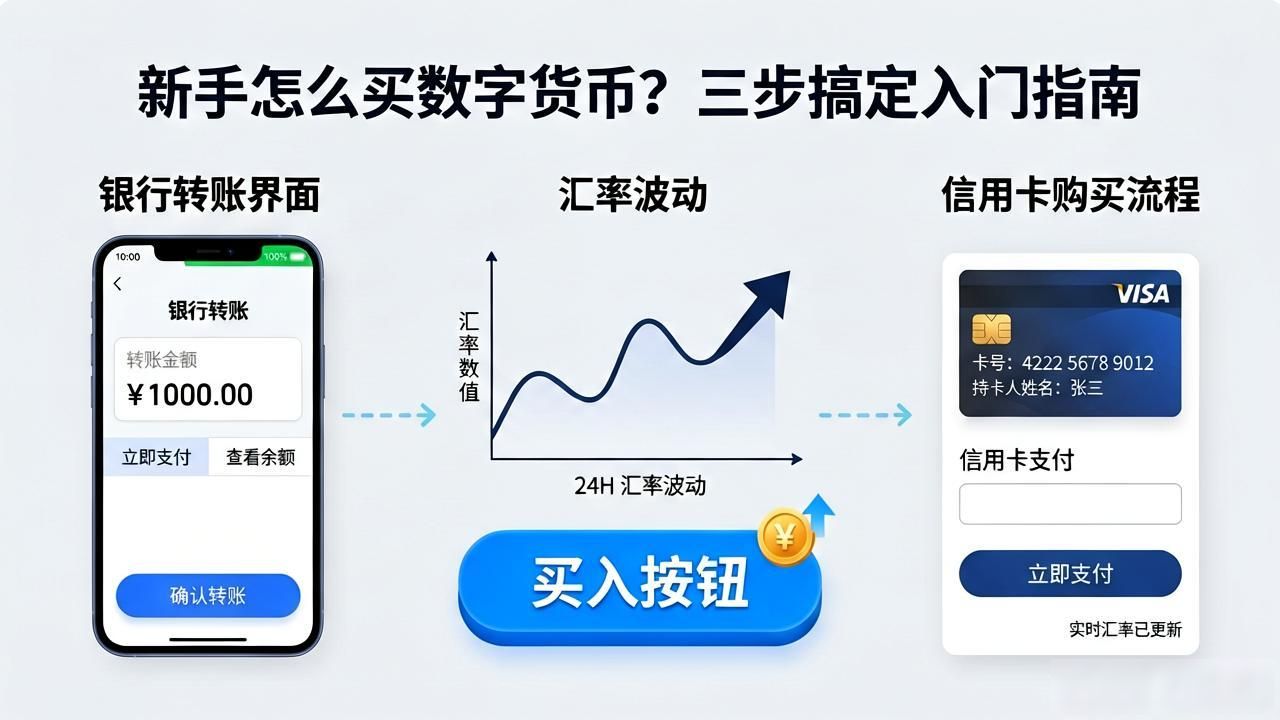 新手怎么买数字货币？三步搞定入门指南