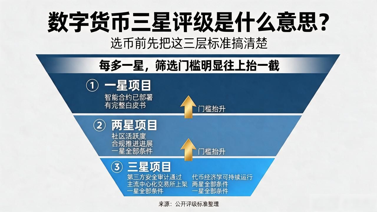 数字货币三星评级是什么意思?选币前先把这三层标准搞清楚