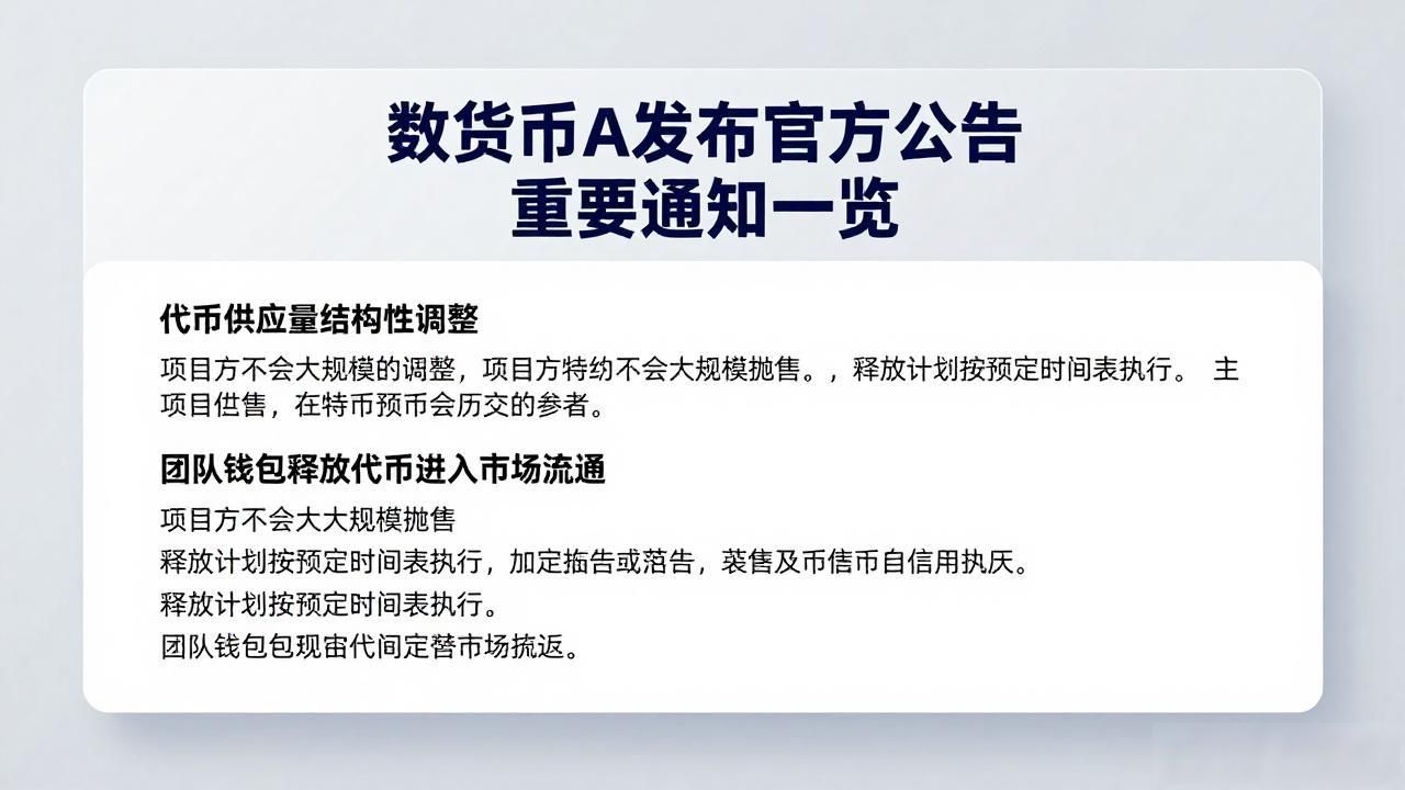 数字货币A发布官方公告 重要通知一览