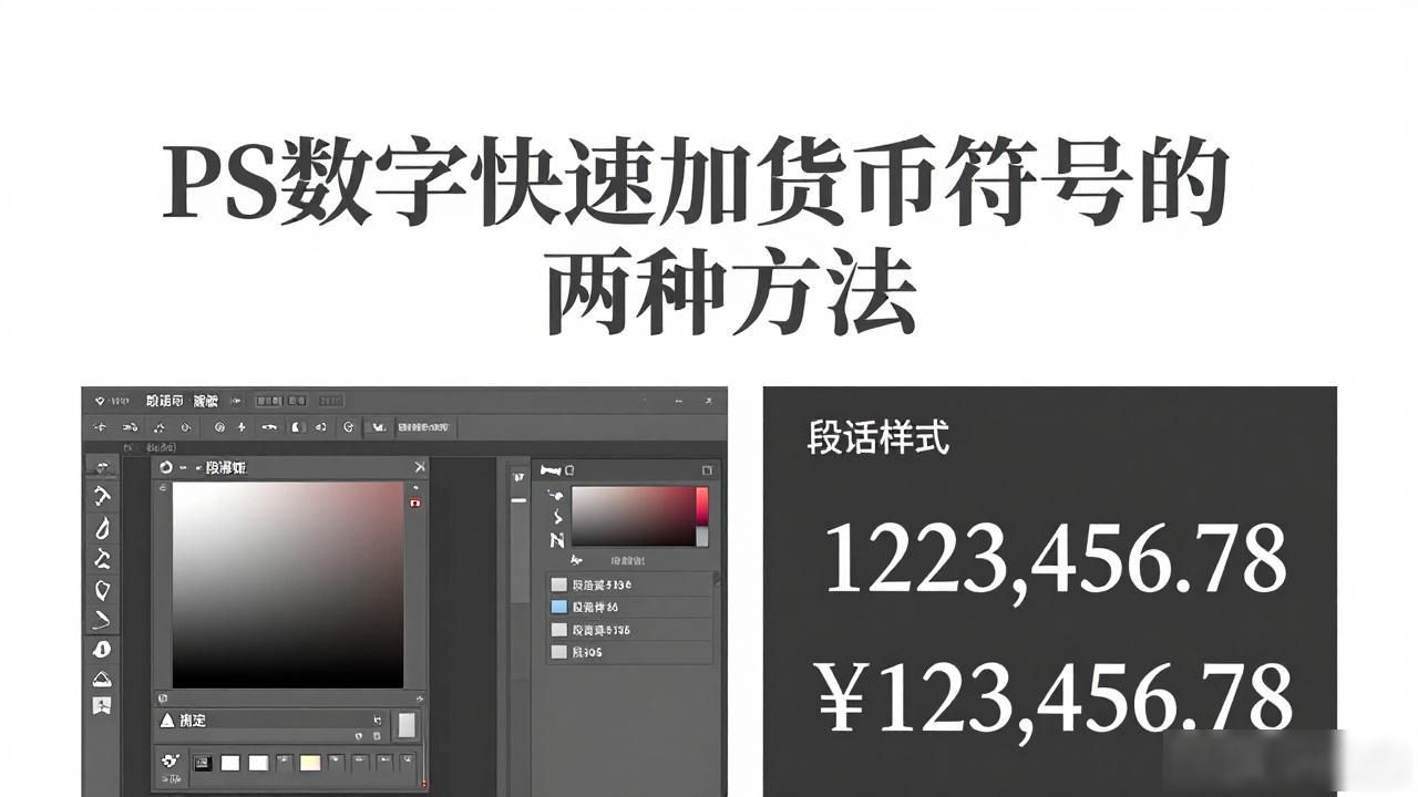 PS数字快速加货币符号的两种方法