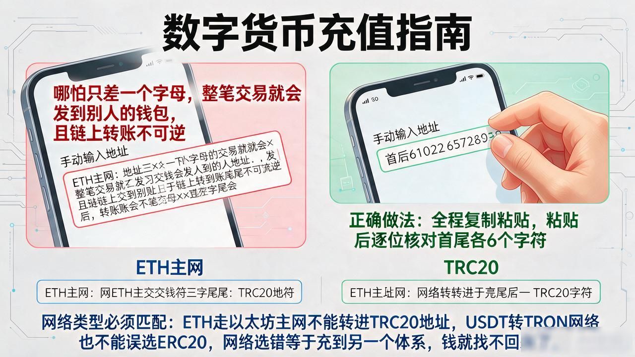 充值数字货币地址怎么找、怎么填？新手转错币的坑一次讲清